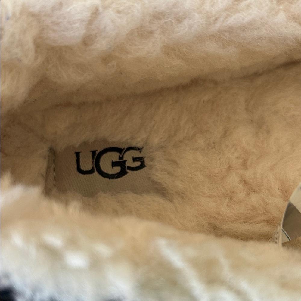 UGG Black Ansley Moccasin Slippers with Cream Lining - Picture 3 of 5